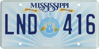 MS license plate LND416
