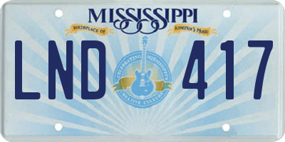 MS license plate LND417