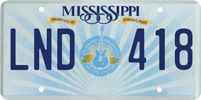 MS license plate LND418