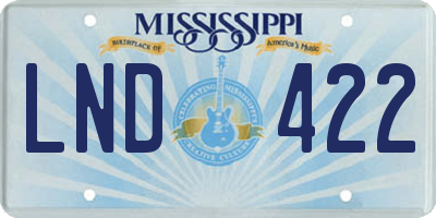 MS license plate LND422