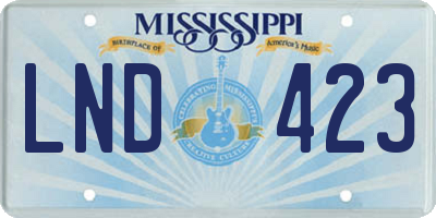 MS license plate LND423