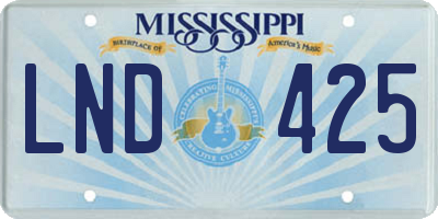 MS license plate LND425