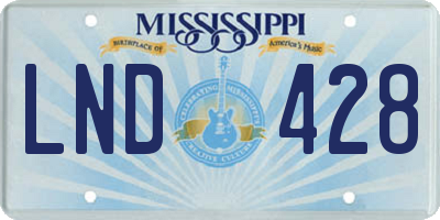 MS license plate LND428