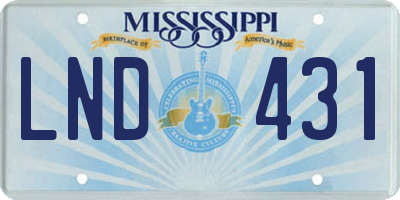 MS license plate LND431