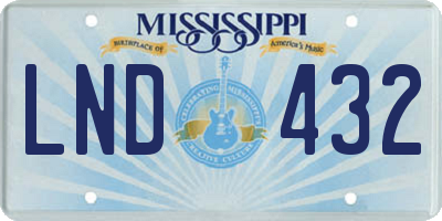 MS license plate LND432