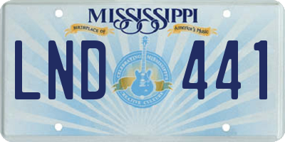 MS license plate LND441
