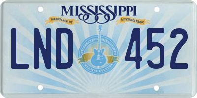 MS license plate LND452