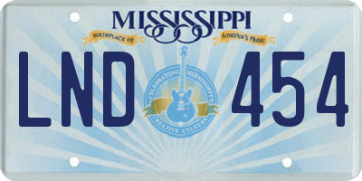 MS license plate LND454