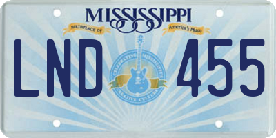 MS license plate LND455
