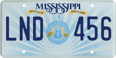 MS license plate LND456