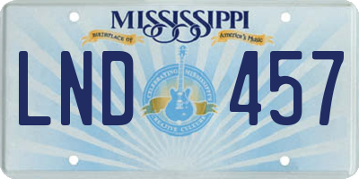 MS license plate LND457