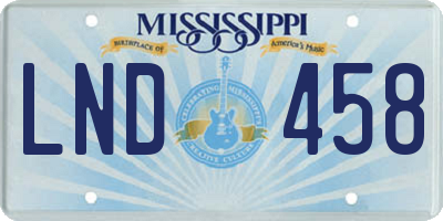 MS license plate LND458