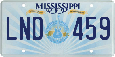 MS license plate LND459