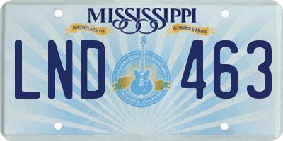 MS license plate LND463