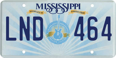 MS license plate LND464