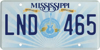 MS license plate LND465