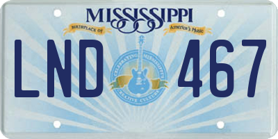 MS license plate LND467