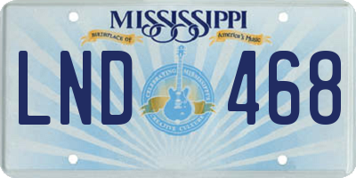 MS license plate LND468