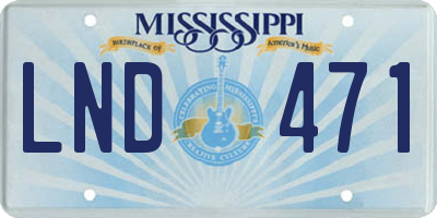 MS license plate LND471