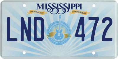MS license plate LND472