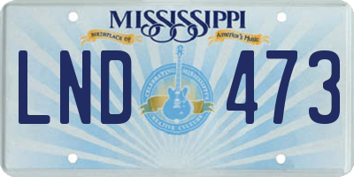 MS license plate LND473
