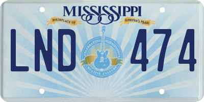 MS license plate LND474