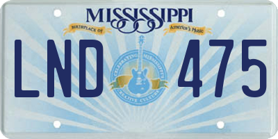 MS license plate LND475
