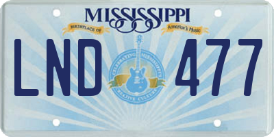 MS license plate LND477
