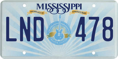 MS license plate LND478