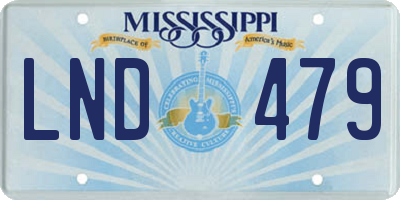 MS license plate LND479