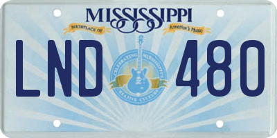 MS license plate LND480
