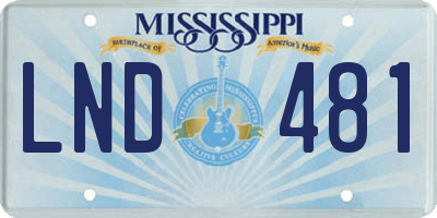 MS license plate LND481