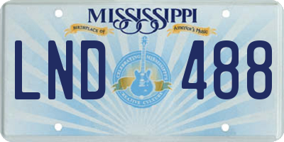 MS license plate LND488