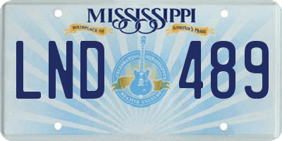 MS license plate LND489