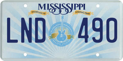 MS license plate LND490