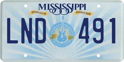 MS license plate LND491