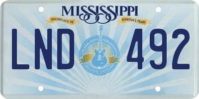 MS license plate LND492