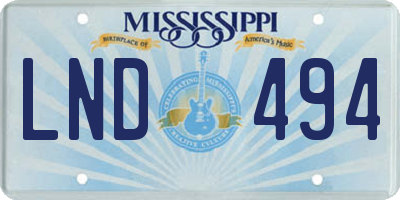 MS license plate LND494