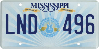 MS license plate LND496