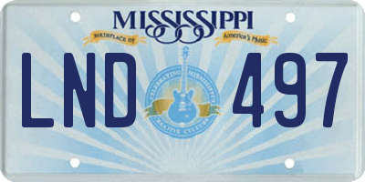 MS license plate LND497