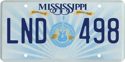 MS license plate LND498