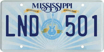 MS license plate LND501