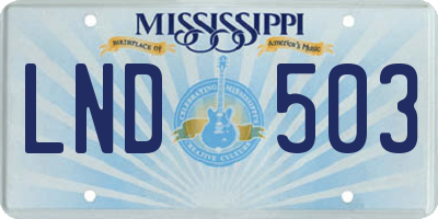 MS license plate LND503