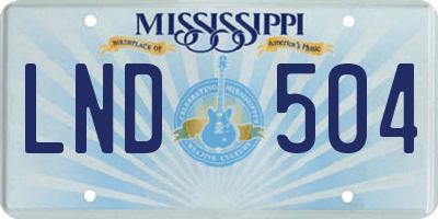MS license plate LND504