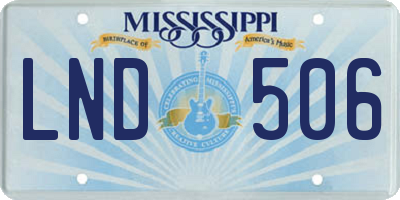 MS license plate LND506