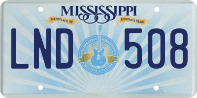MS license plate LND508