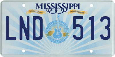 MS license plate LND513