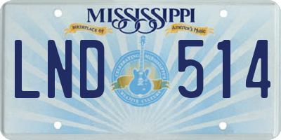 MS license plate LND514