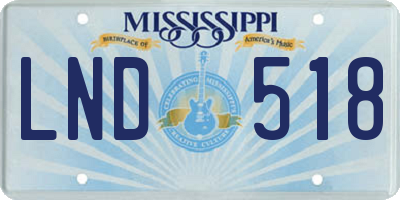 MS license plate LND518