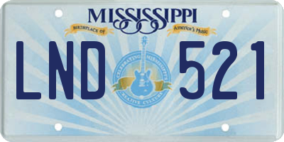 MS license plate LND521
